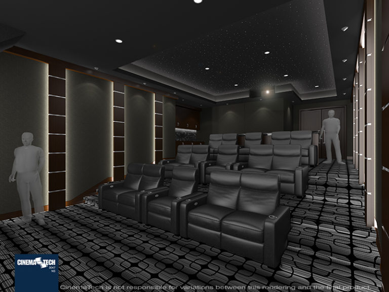 Industrial Home Theater With Column Lighting